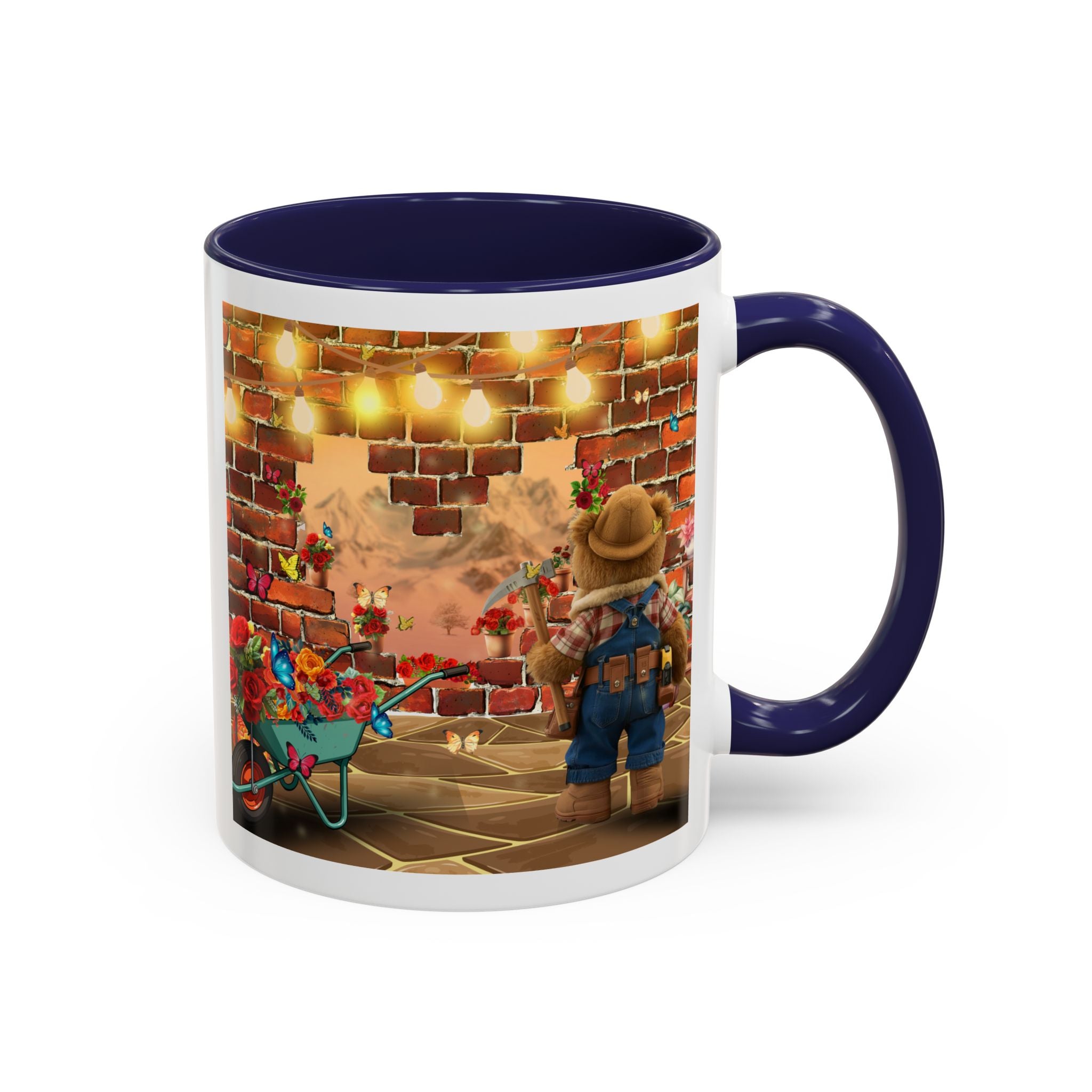 Garden Boy Coffee Mug — Whimsical Scarecrow Garden Scene Accent Mug