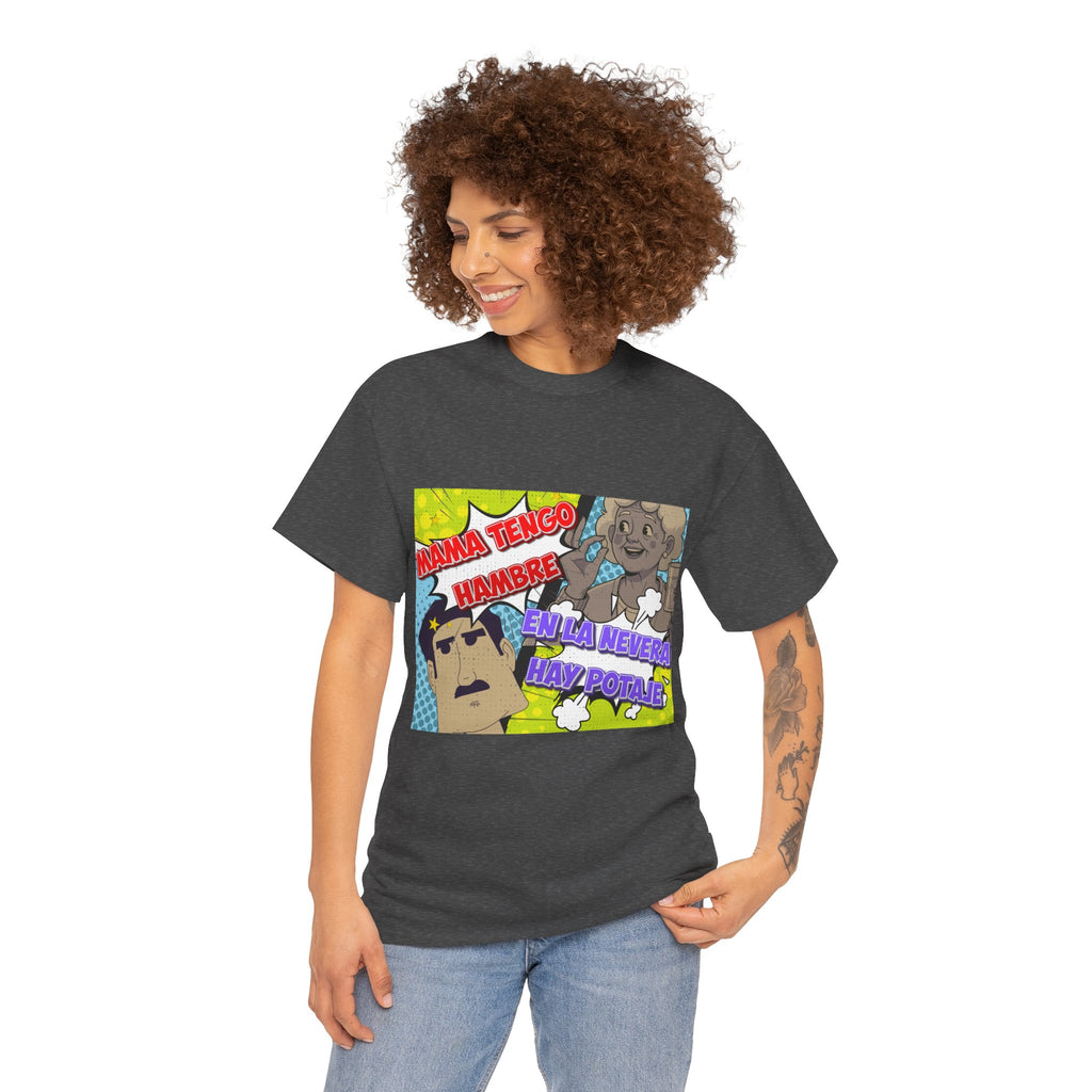 Pop Art Spanish Meme T-Shirt — "Mamá tengo hambre" Comic Tee