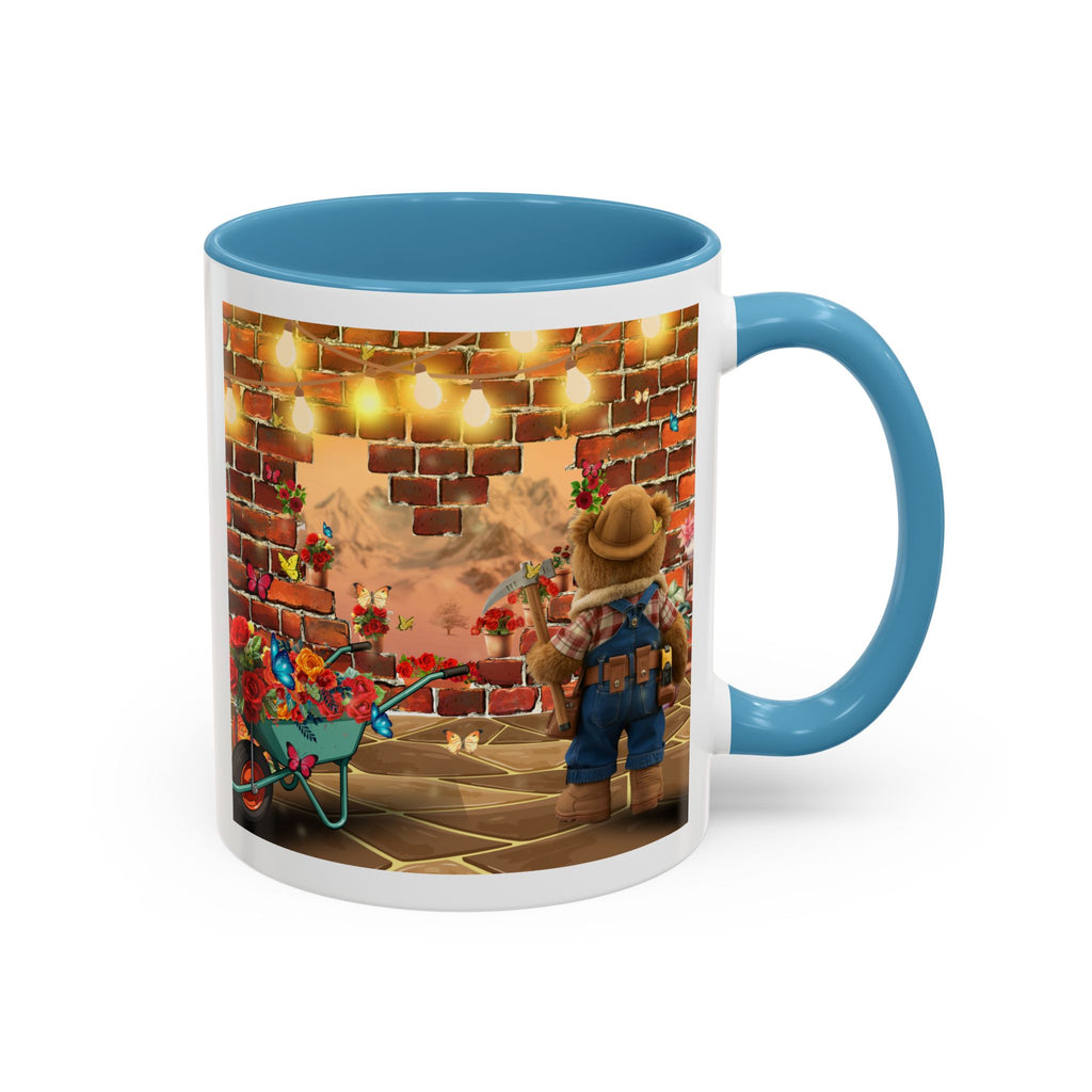 Garden Boy Coffee Mug — Whimsical Scarecrow Garden Scene Accent Mug