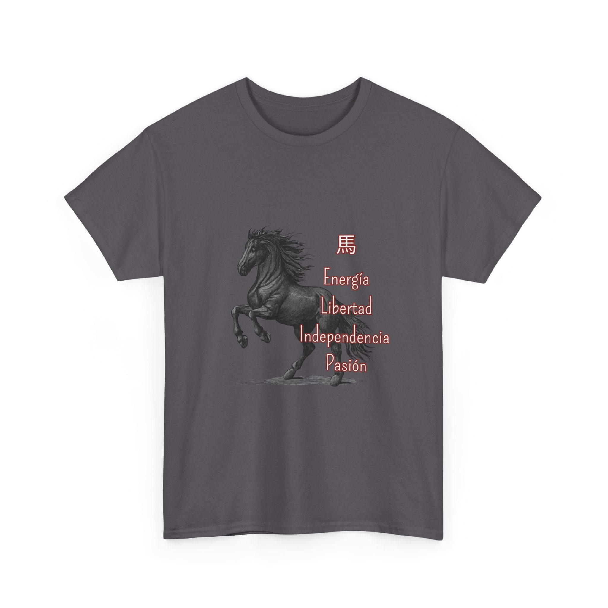 Galloping Black Horse Tee — 'Energy, Liberty, Independence, Passion' Graphic T-Shirt