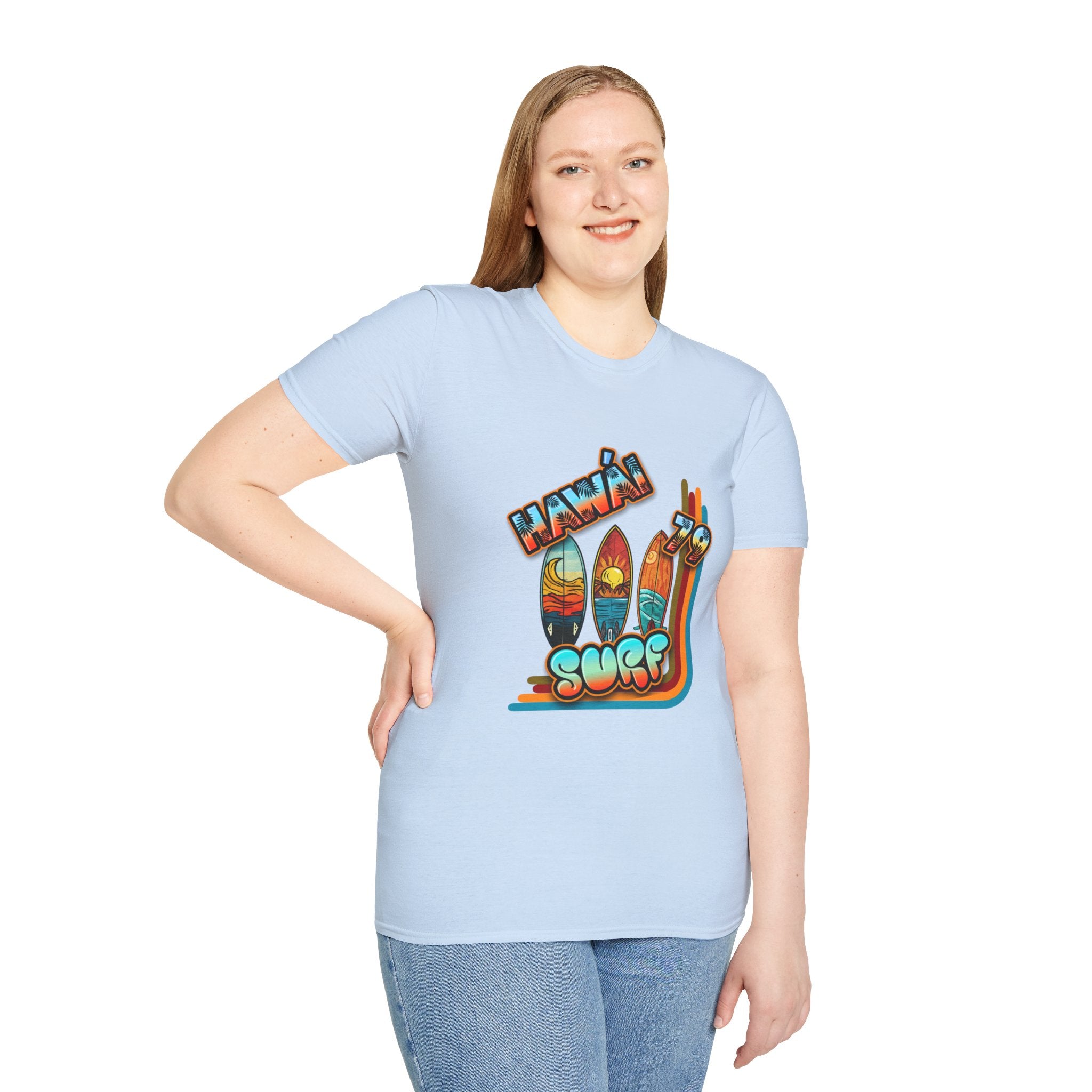Hawaii Surf Retro T-Shirt — Vintage Surfboards & Shaka Graphic
