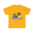 Captain Duck T‑Shirt — Nautical Rubber Duck Tee with Island Sunset