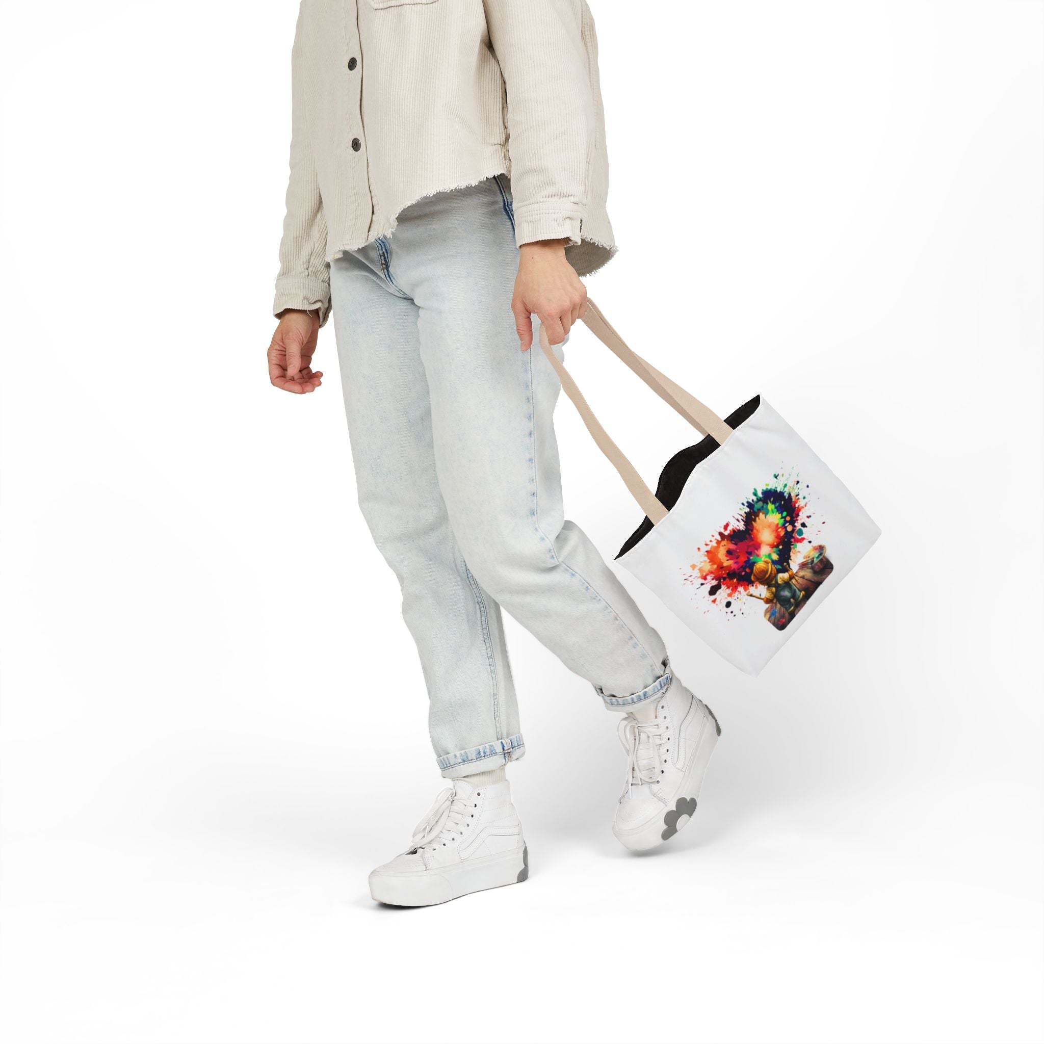 Artistic Heart Canvas Tote — Colorful Kid Painter Design