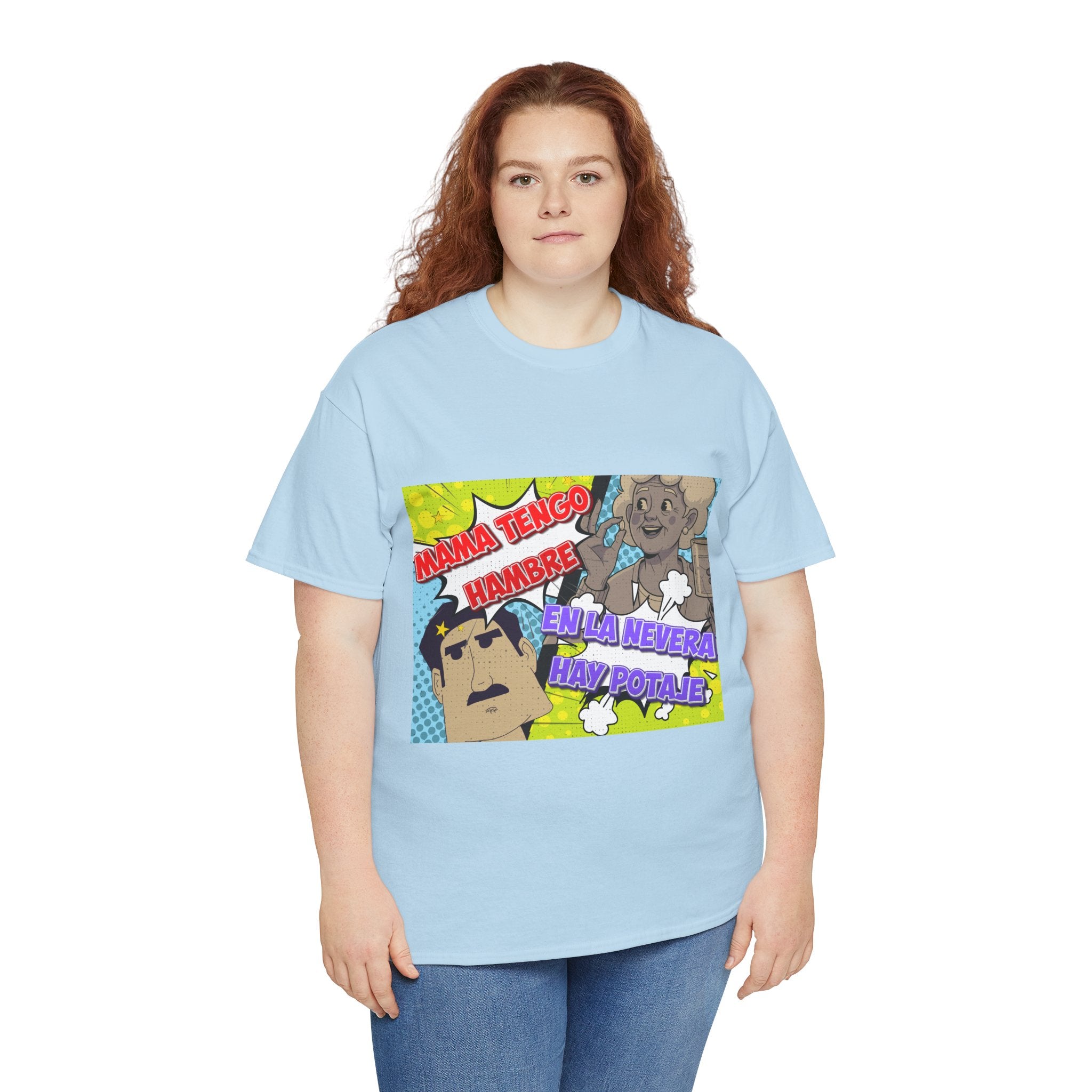 Pop Art Spanish Meme T-Shirt — "Mamá tengo hambre" Comic Tee