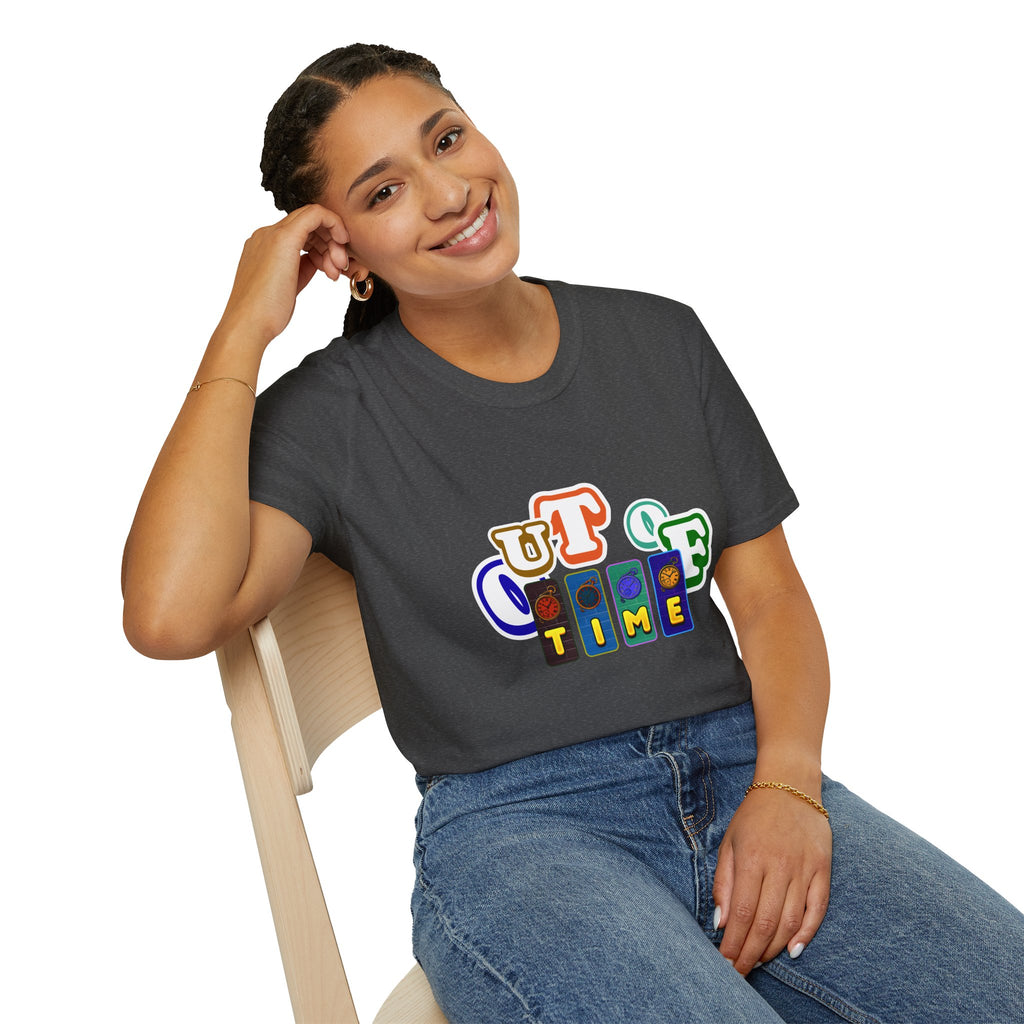 Out of Time T-Shirt — Retro Block Letter Graphic Tee