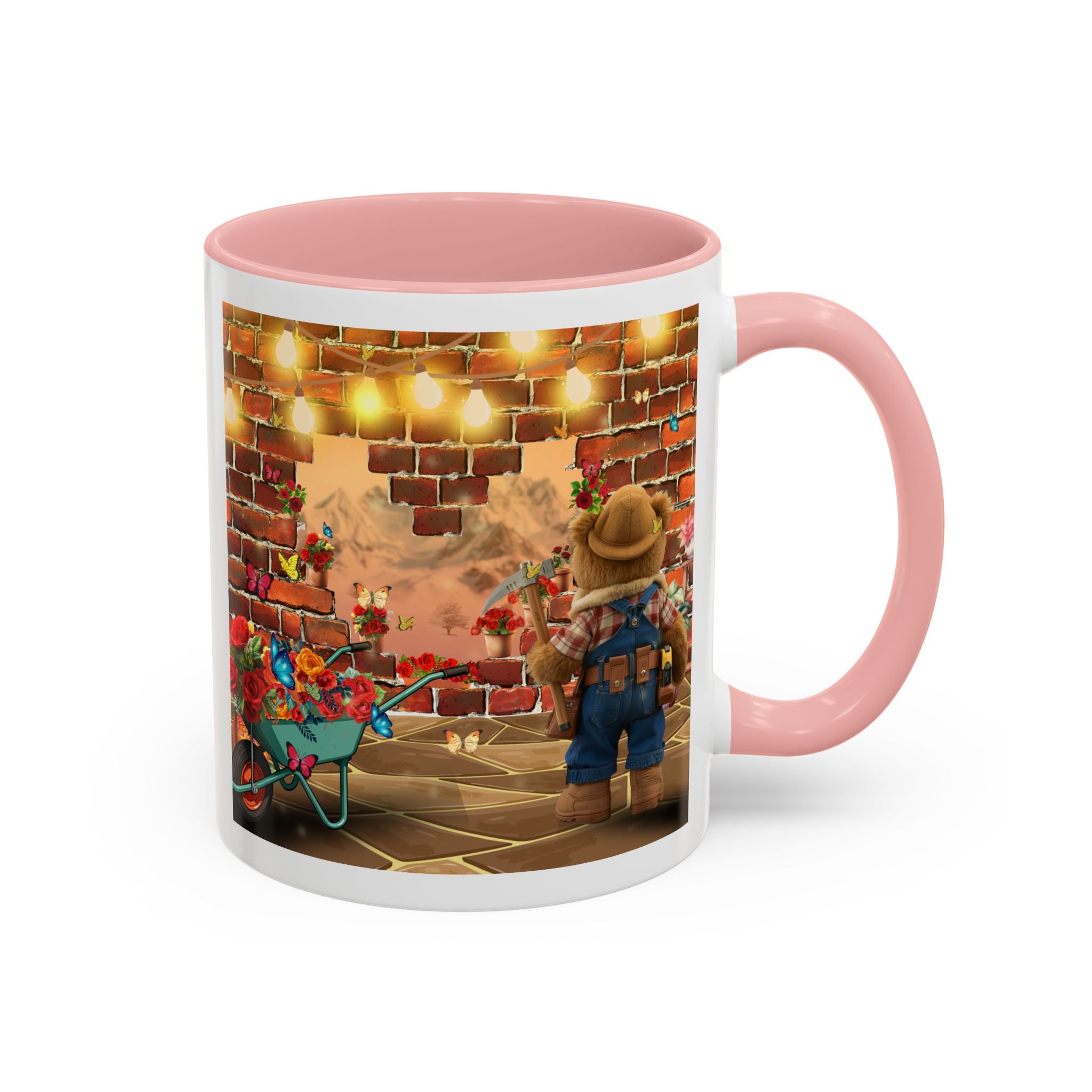 Garden Boy Coffee Mug — Whimsical Scarecrow Garden Scene Accent Mug