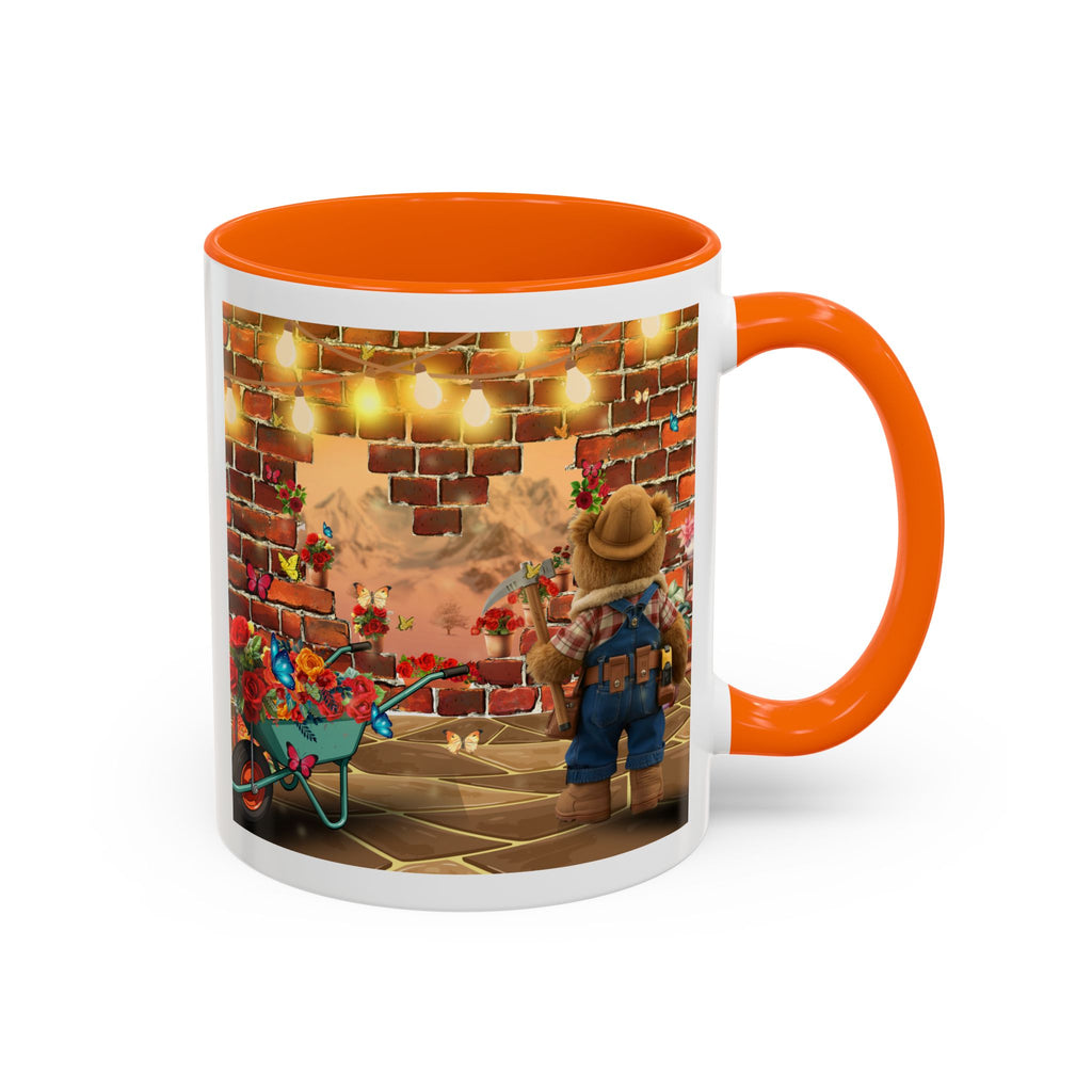 Garden Boy Coffee Mug — Whimsical Scarecrow Garden Scene Accent Mug