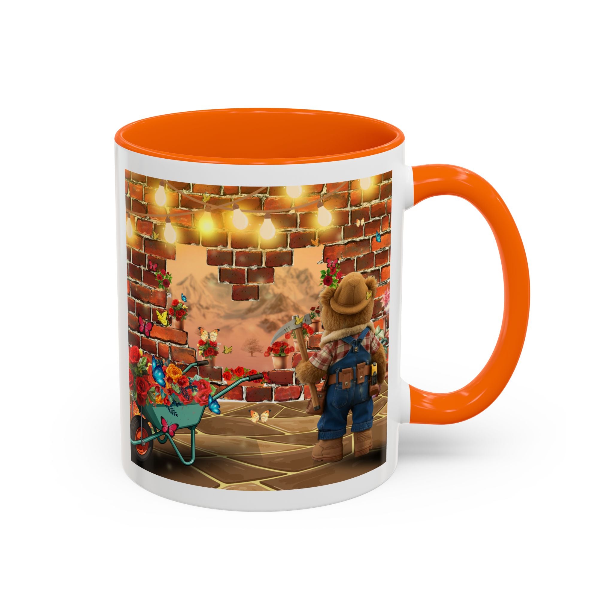 Garden Boy Coffee Mug — Whimsical Scarecrow Garden Scene Accent Mug