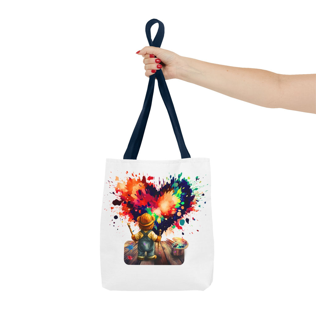 Artist Kid Paint Heart Tote Bag – Colorful Heart Splash All-Over Print Tote