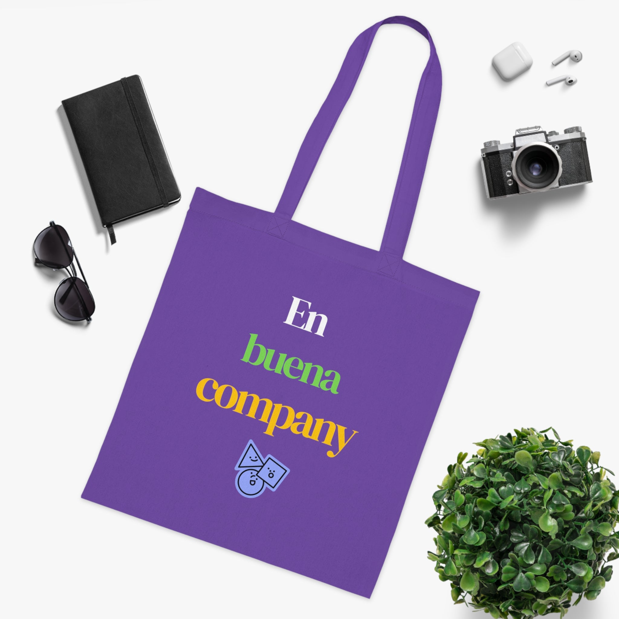 Buena Company Cotton Tote Bag — Colorful Text Grocery & Everyday Market Tote