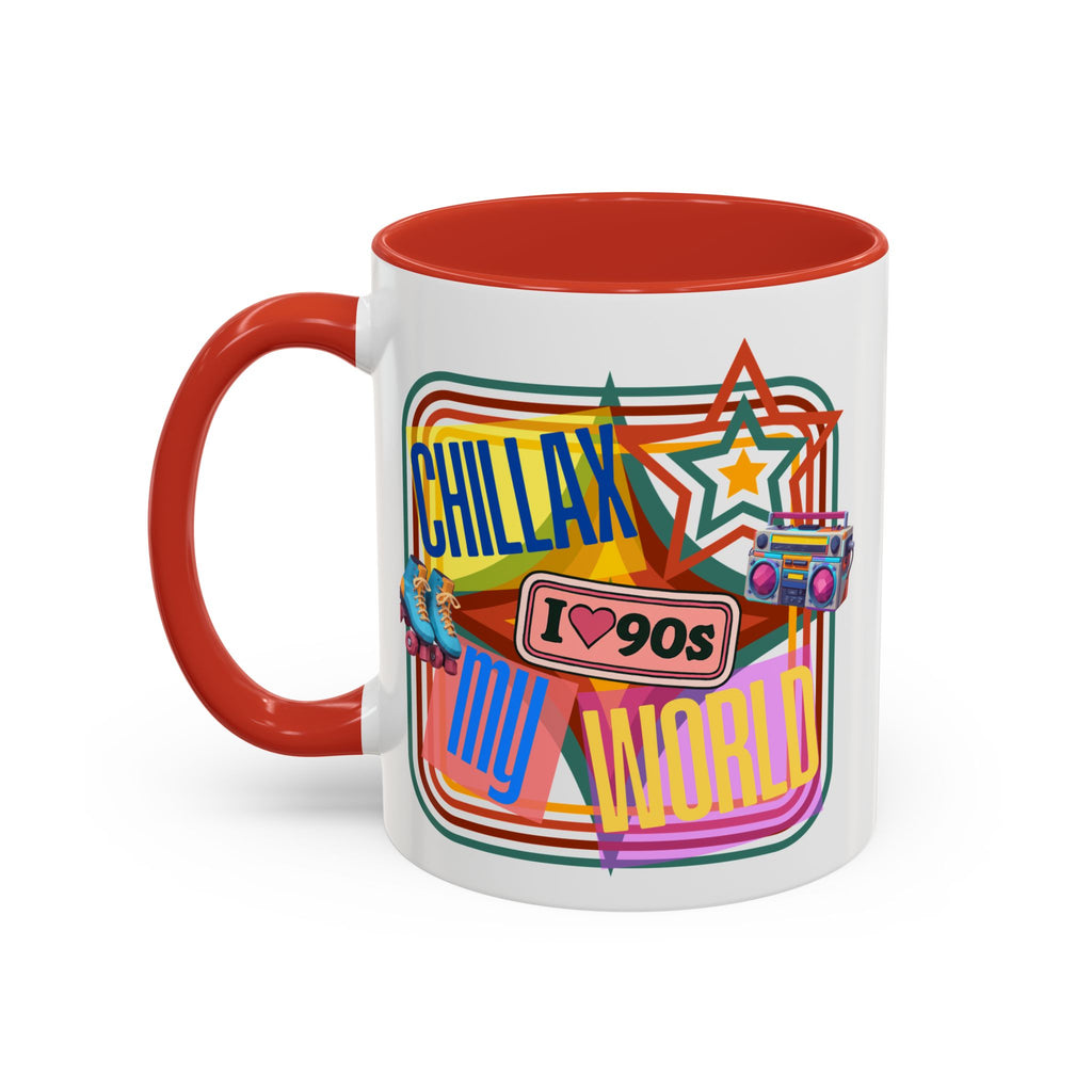 90s Retro 'Chillax My World' Accent Coffee Mug