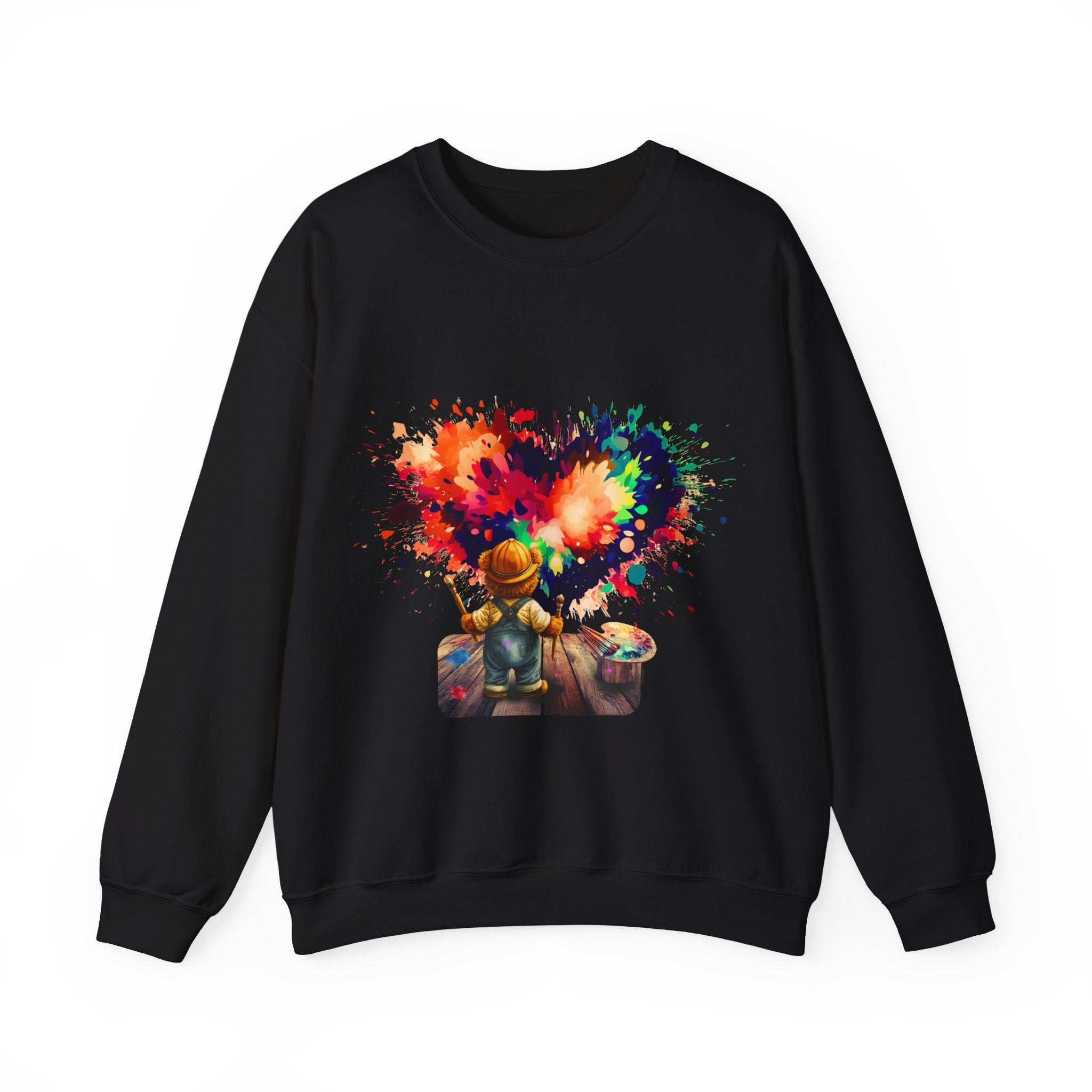 Paint Heart Crewneck Sweatshirt — Artist Painting Colorful Heart Design