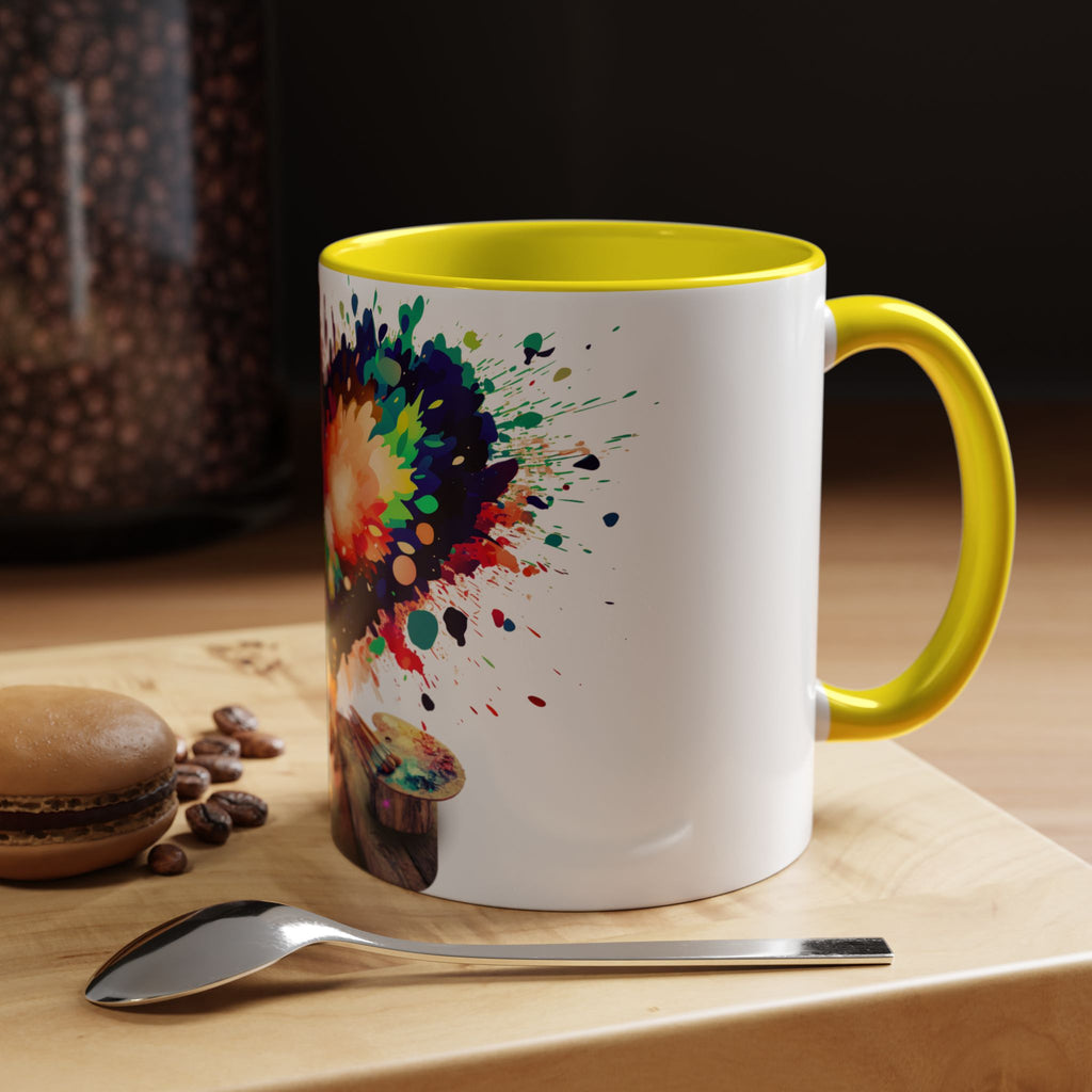 Colorful Heart Painter Coffee Mug — Kid Artist Splash Design (11/15oz)