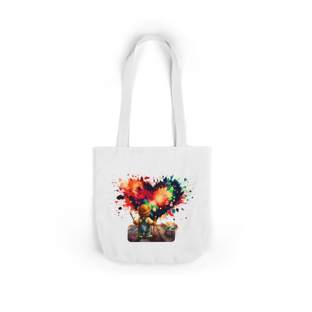 Artistic Heart Canvas Tote — Colorful Kid Painter Design