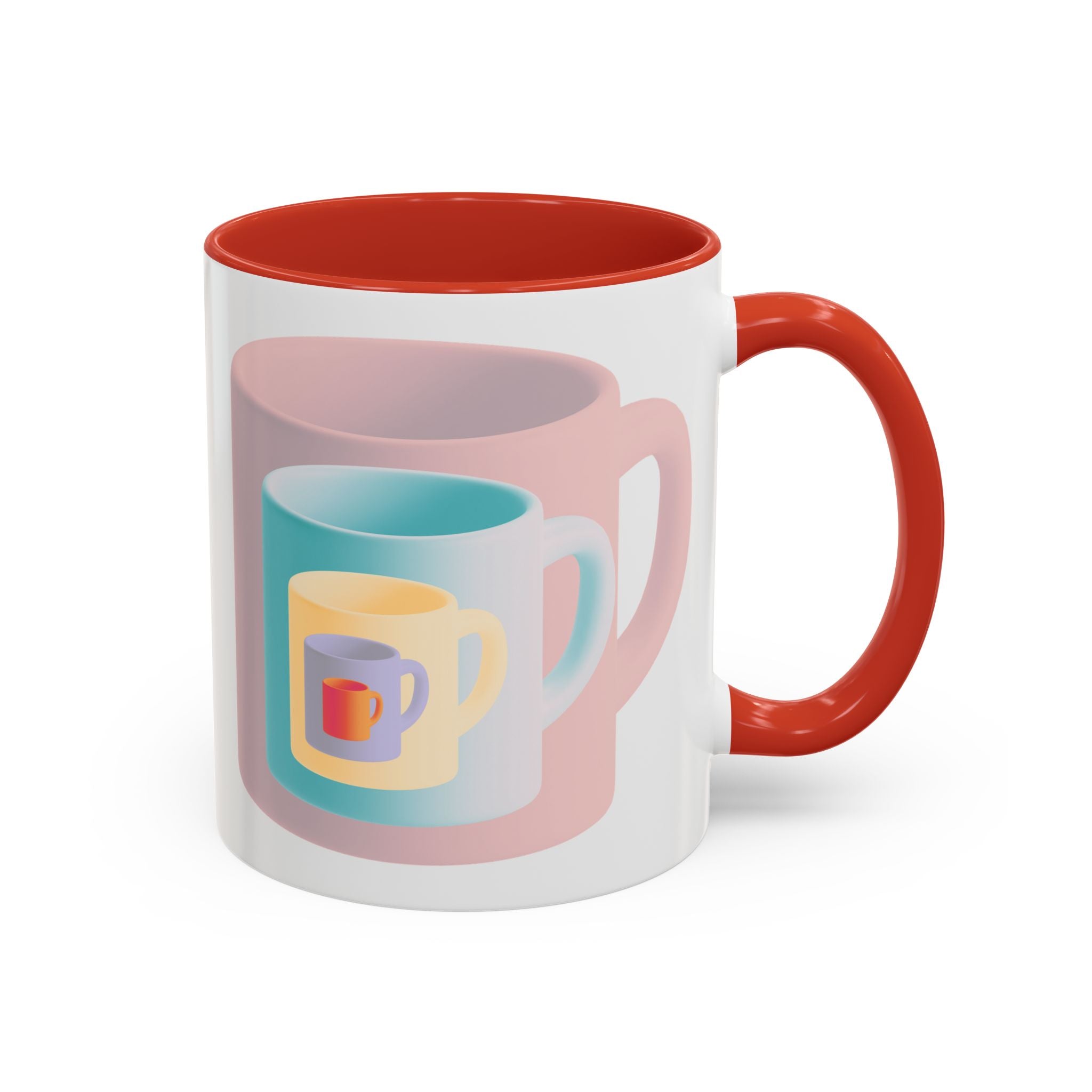Nested Mugs Coffee Mug — Colorful Retro Stacked Cup Design (11/15oz)
