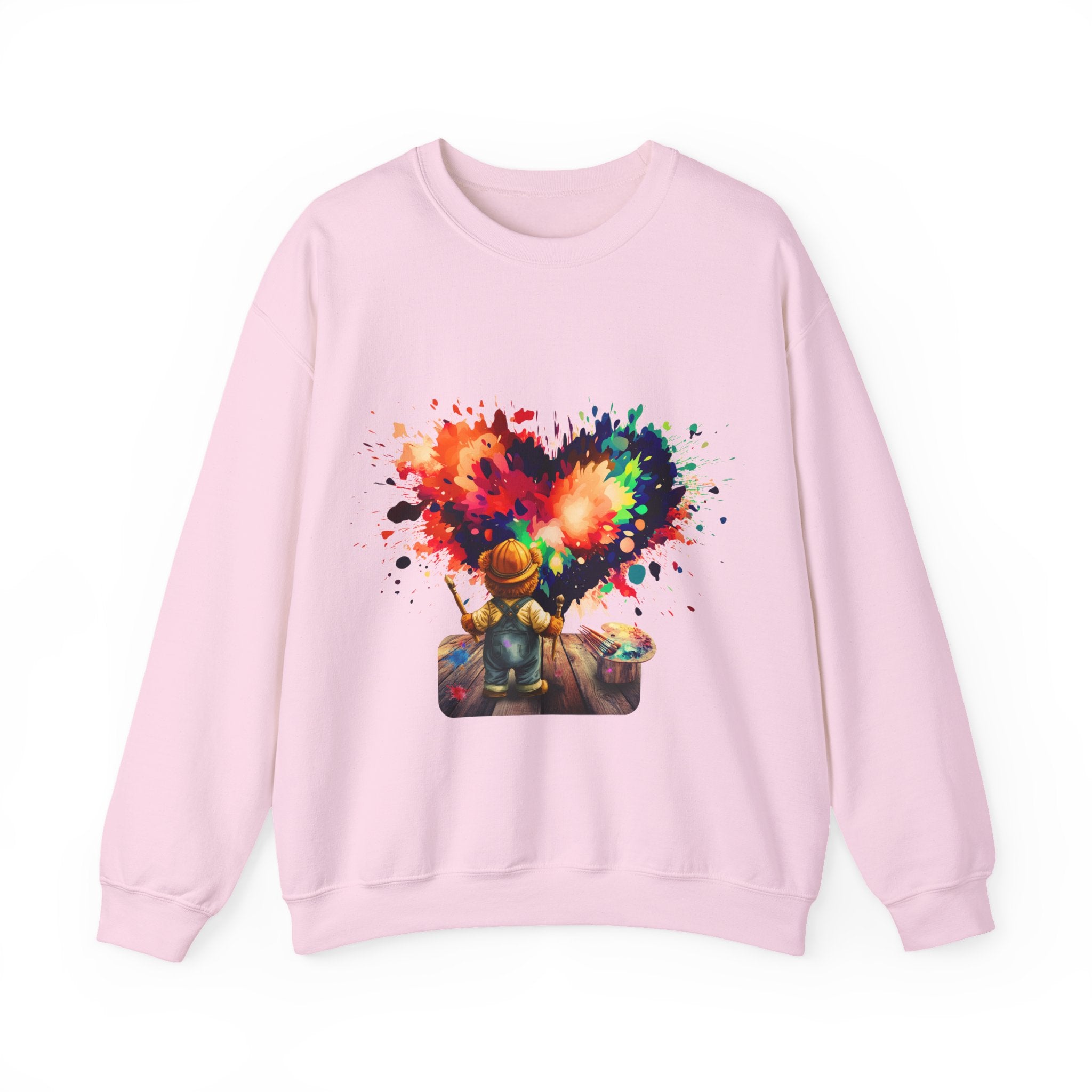 Paint Heart Crewneck Sweatshirt — Artist Painting Colorful Heart Design
