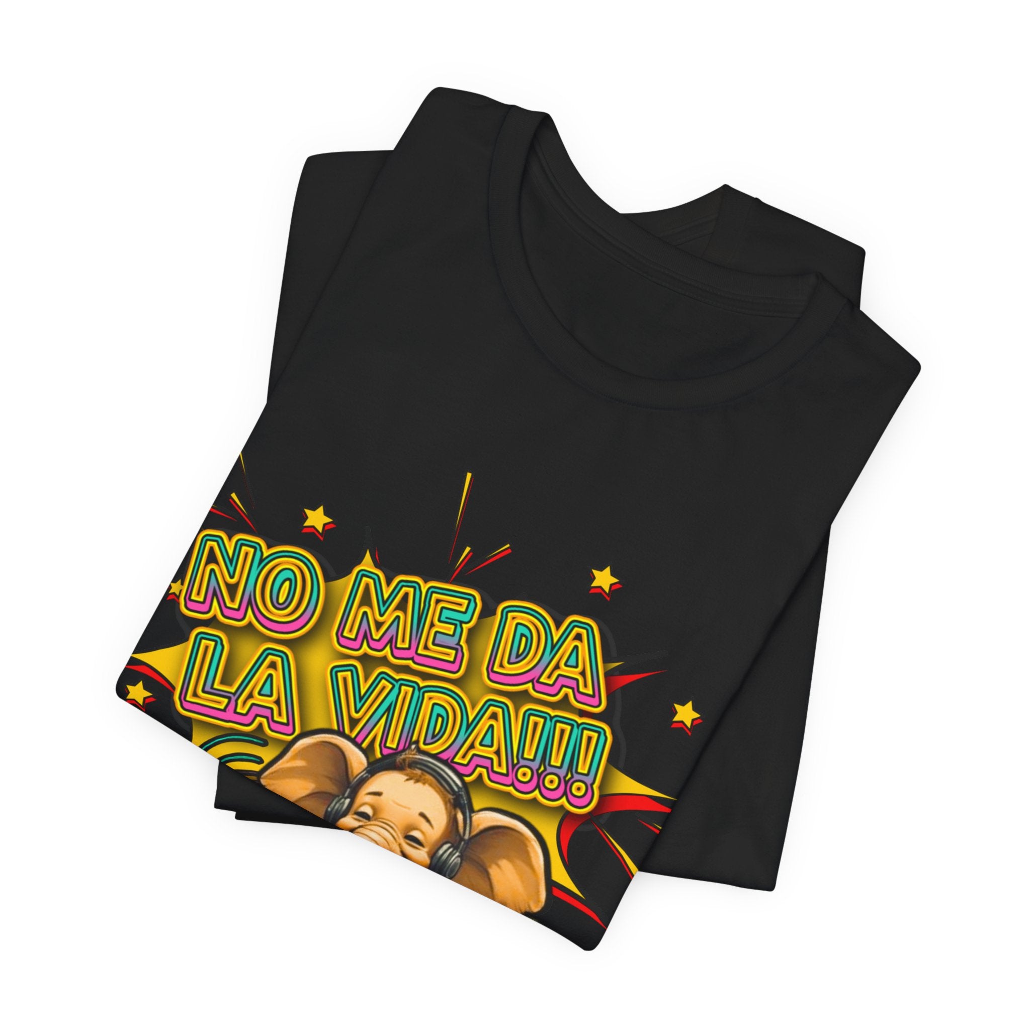 No Me Da La Vida Elephant Graphic Tee — Funny Spanish Alarm Clock T-Shirt