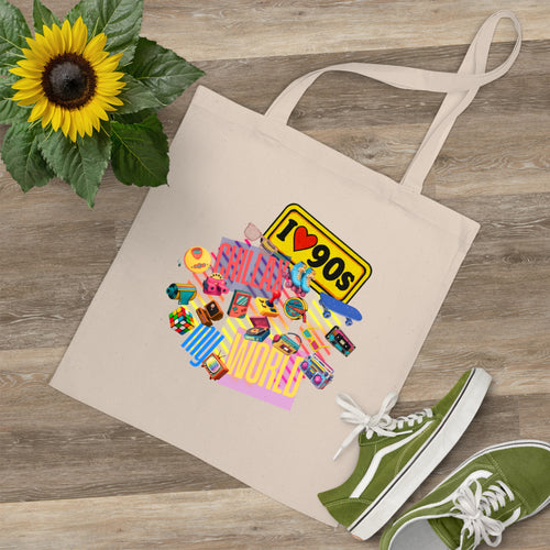 90s Nostalgia Tote Bag – I  90s Retro Icons Canvas Shopper