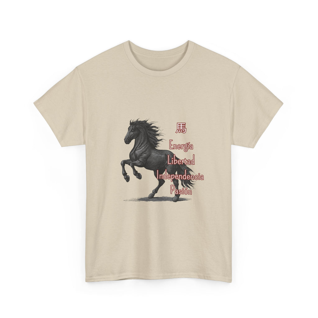 Galloping Black Horse Tee — 'Energy, Liberty, Independence, Passion' Graphic T-Shirt