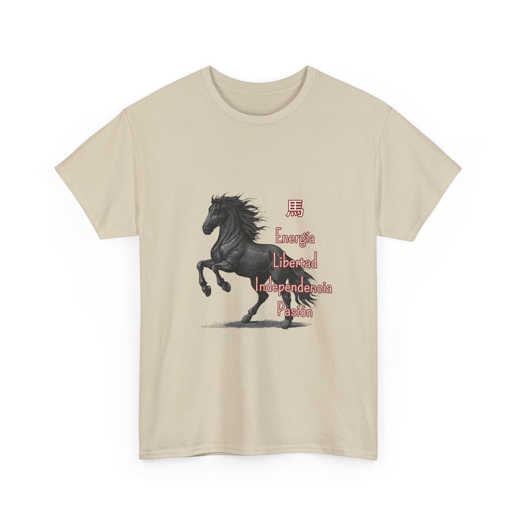 Galloping Black Horse Tee — 'Energy, Liberty, Independence, Passion' Graphic T-Shirt