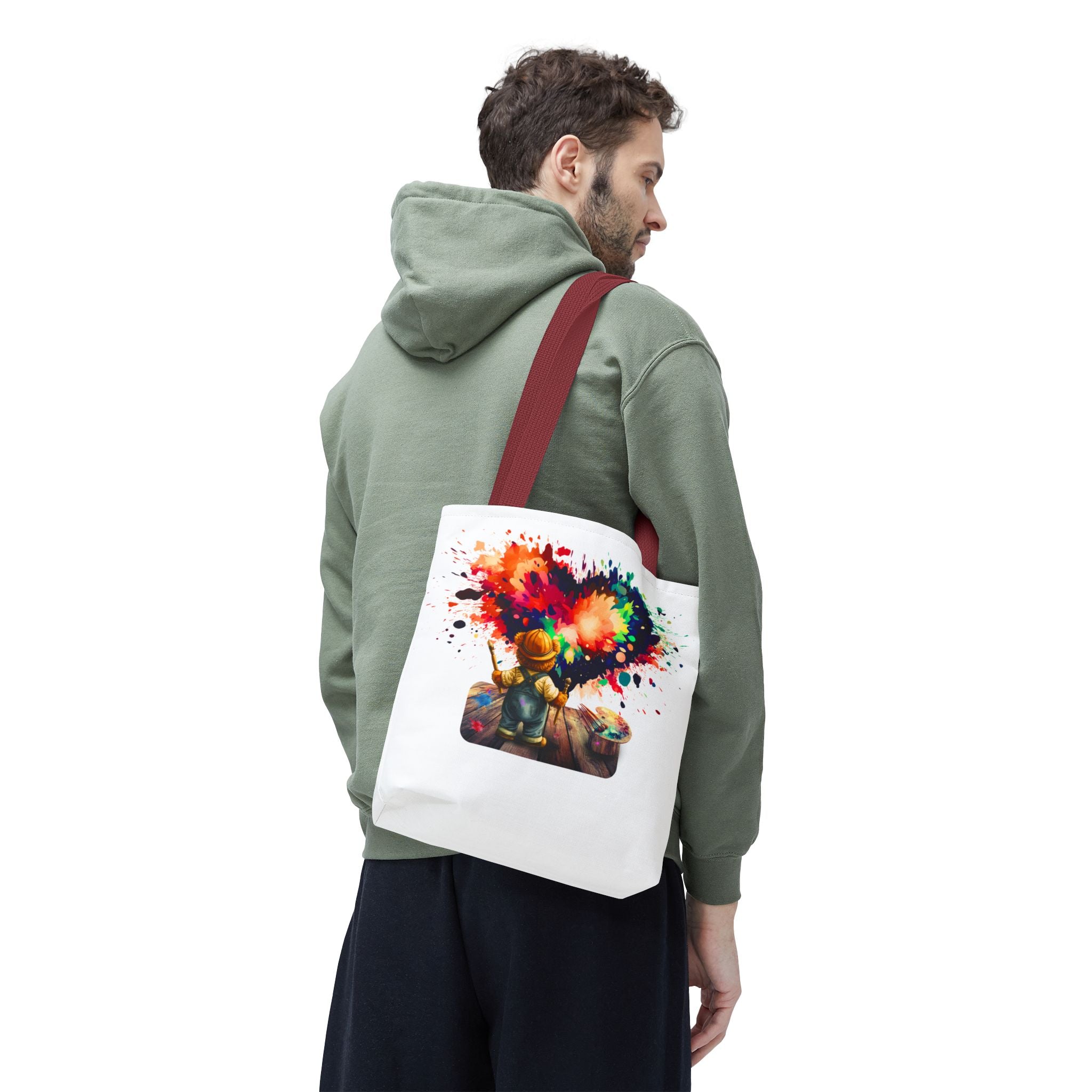Artist Kid Paint Heart Tote Bag – Colorful Heart Splash All-Over Print Tote