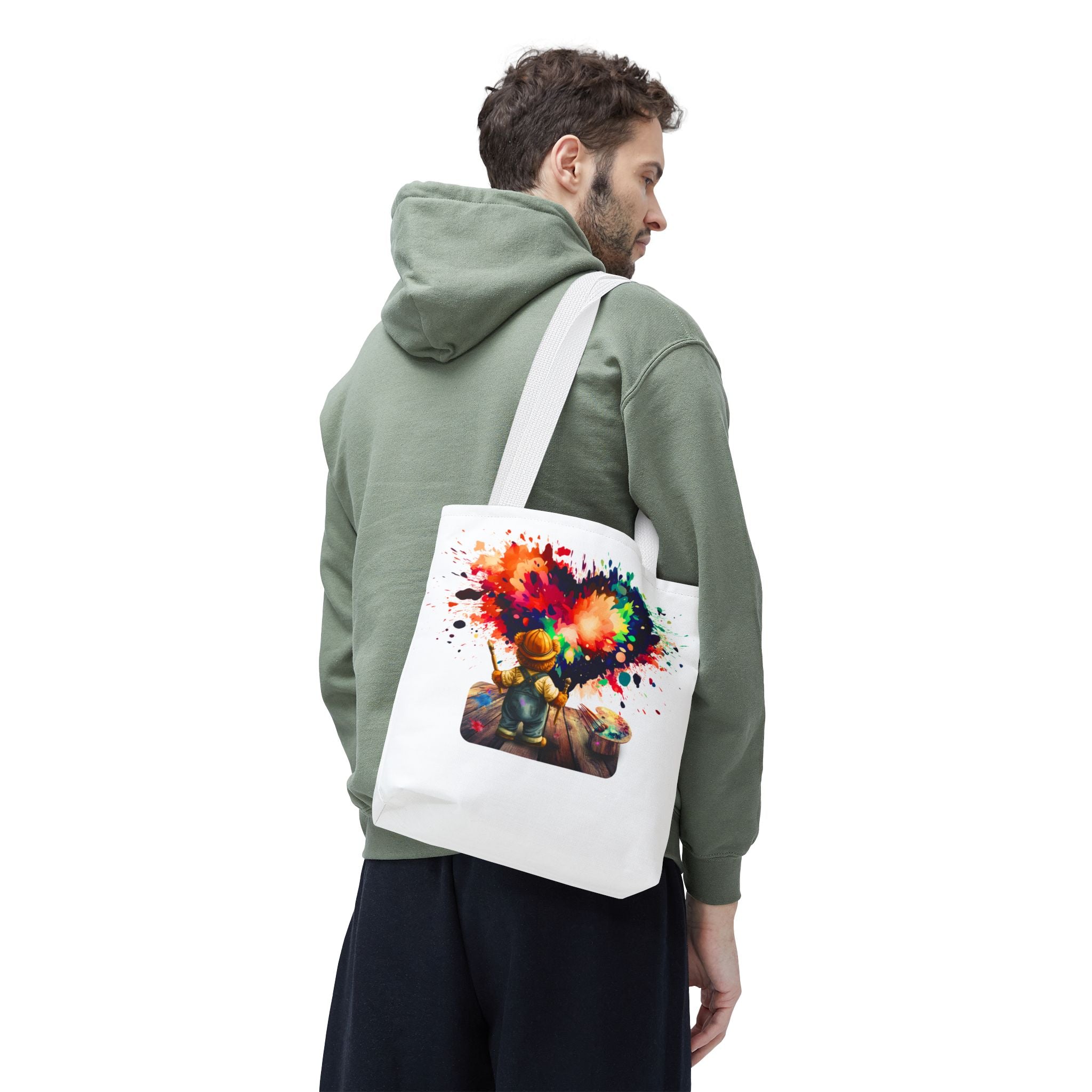 Artist Kid Paint Heart Tote Bag – Colorful Heart Splash All-Over Print Tote