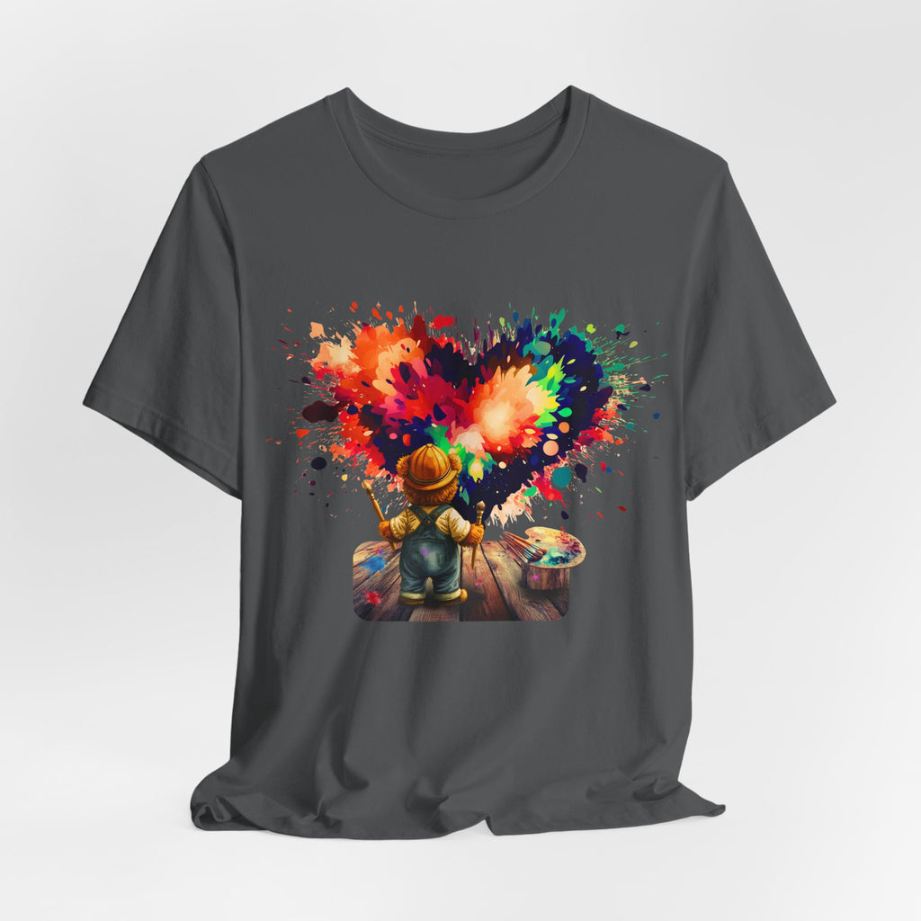 Painter Kid Heart Splash T‑Shirt — Colorful Artistic Kids Tee