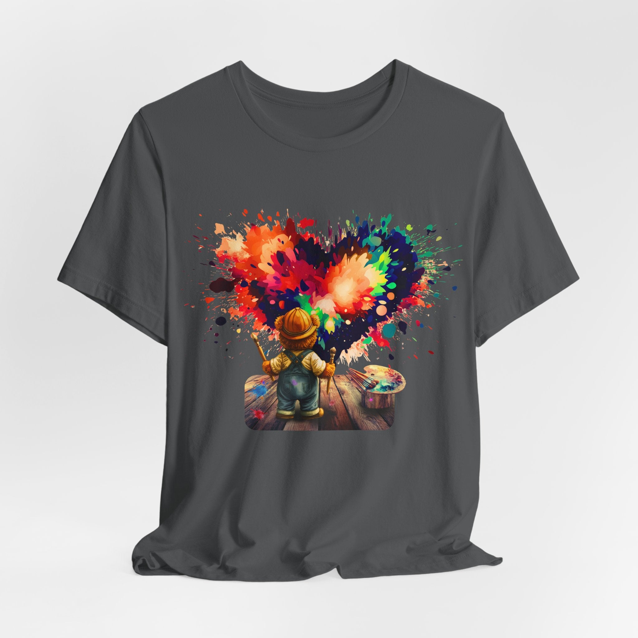 Painter Kid Heart Splash T‑Shirt — Colorful Artistic Kids Tee
