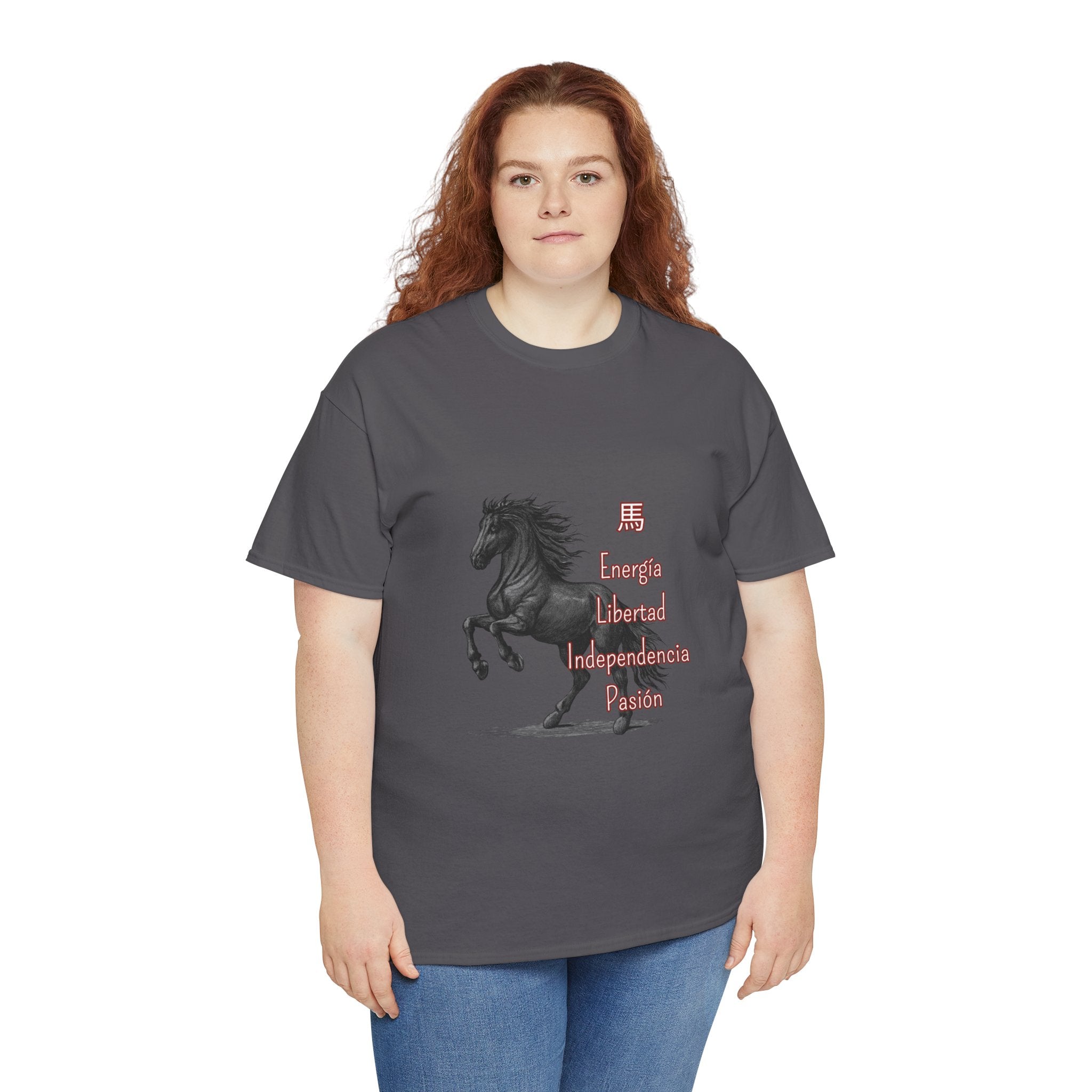 Galloping Black Horse Tee — 'Energy, Liberty, Independence, Passion' Graphic T-Shirt
