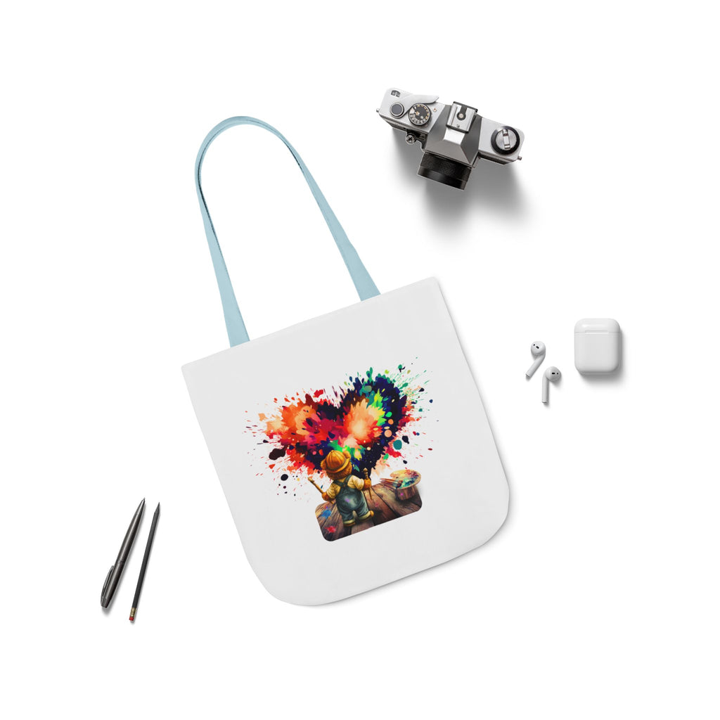 Artistic Heart Canvas Tote — Colorful Kid Painter Design