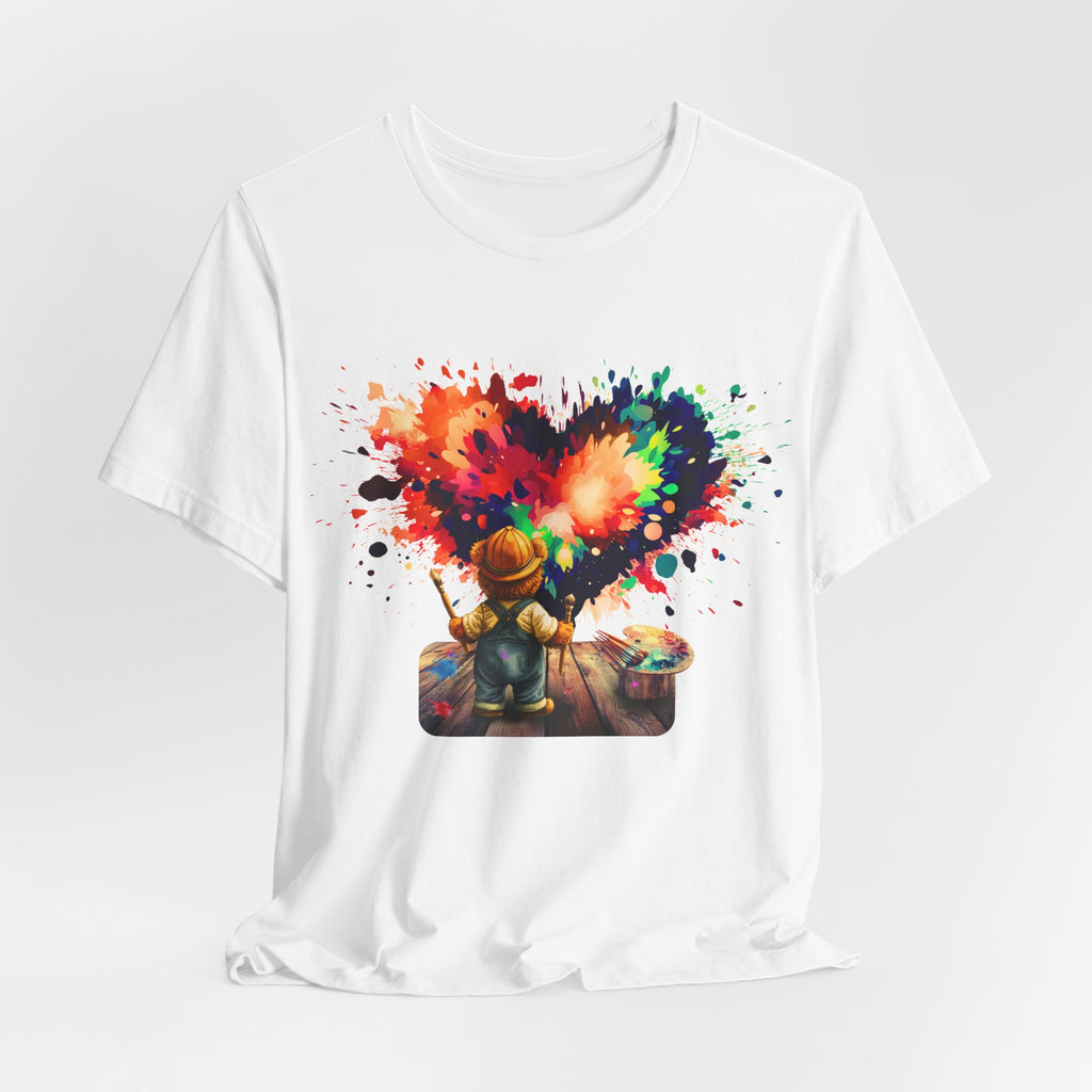 Painter Kid Heart Splash T‑Shirt — Colorful Artistic Kids Tee