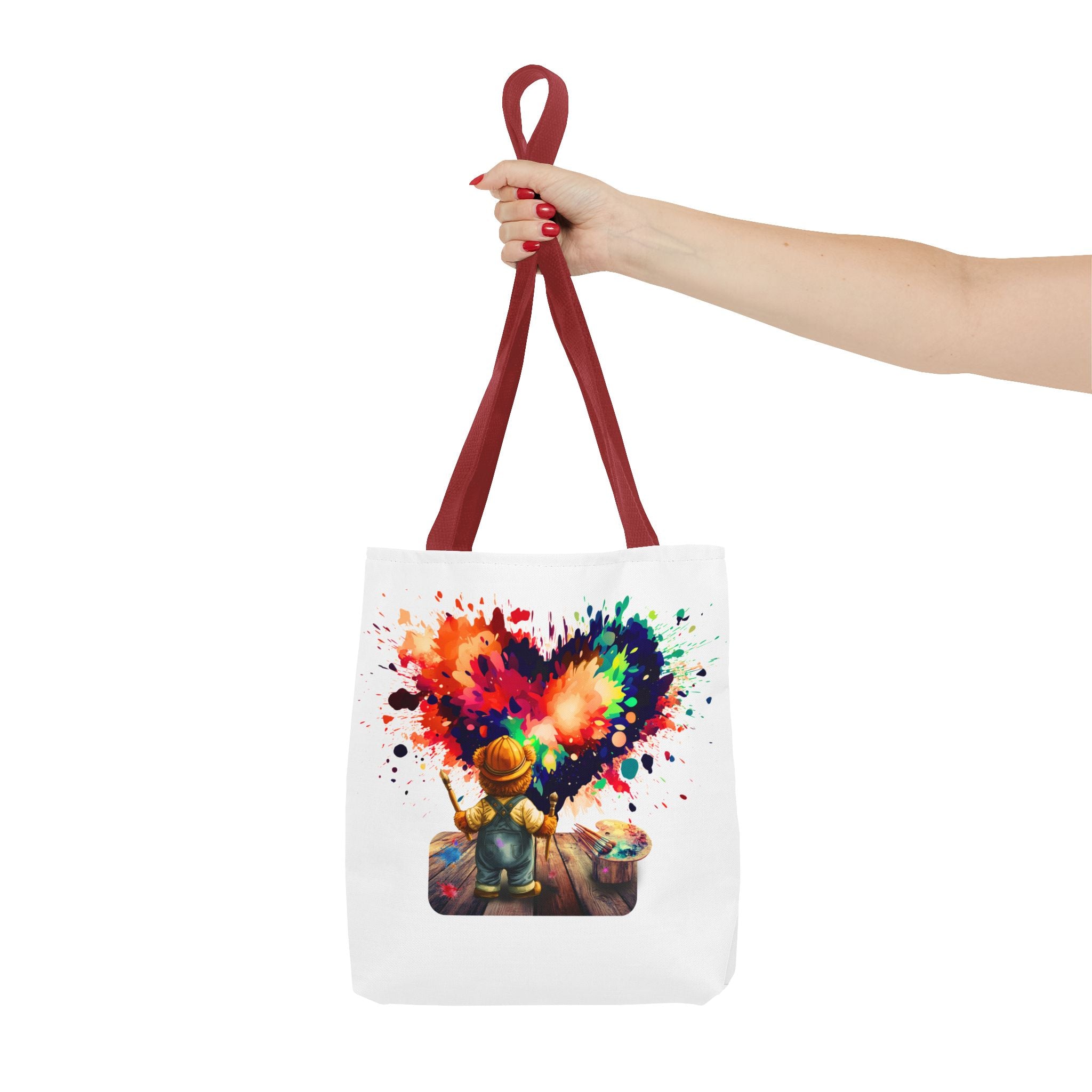 Artist Kid Paint Heart Tote Bag – Colorful Heart Splash All-Over Print Tote