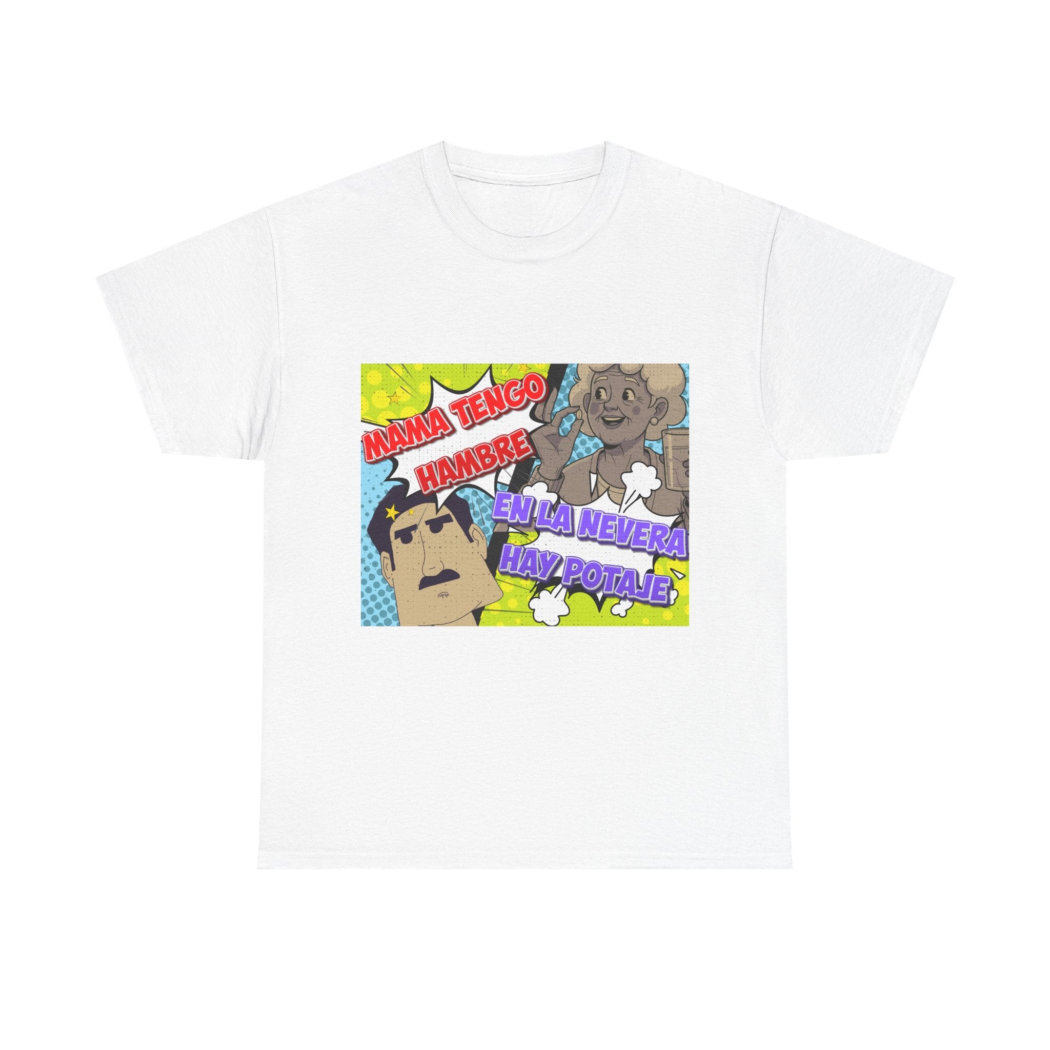 Pop Art Spanish Meme T-Shirt — "Mamá tengo hambre" Comic Tee