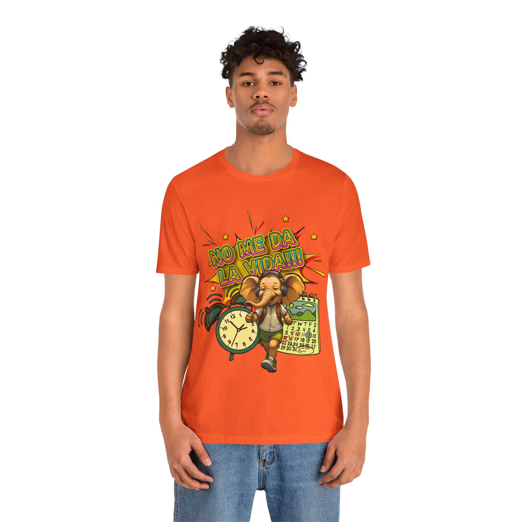 No Me Da La Vida Elephant Graphic Tee — Funny Spanish Alarm Clock T-Shirt
