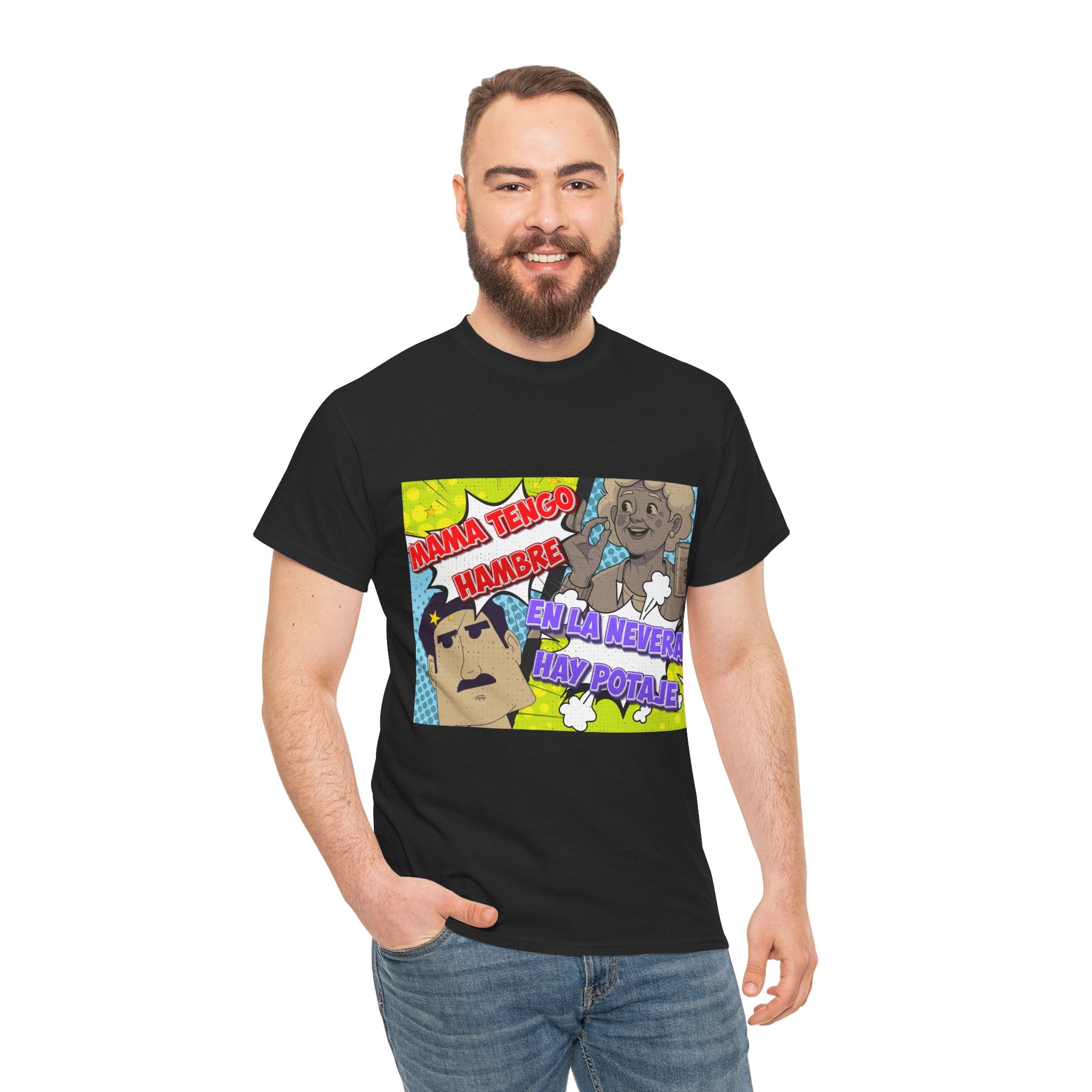Pop Art Spanish Meme T-Shirt — "Mamá tengo hambre" Comic Tee