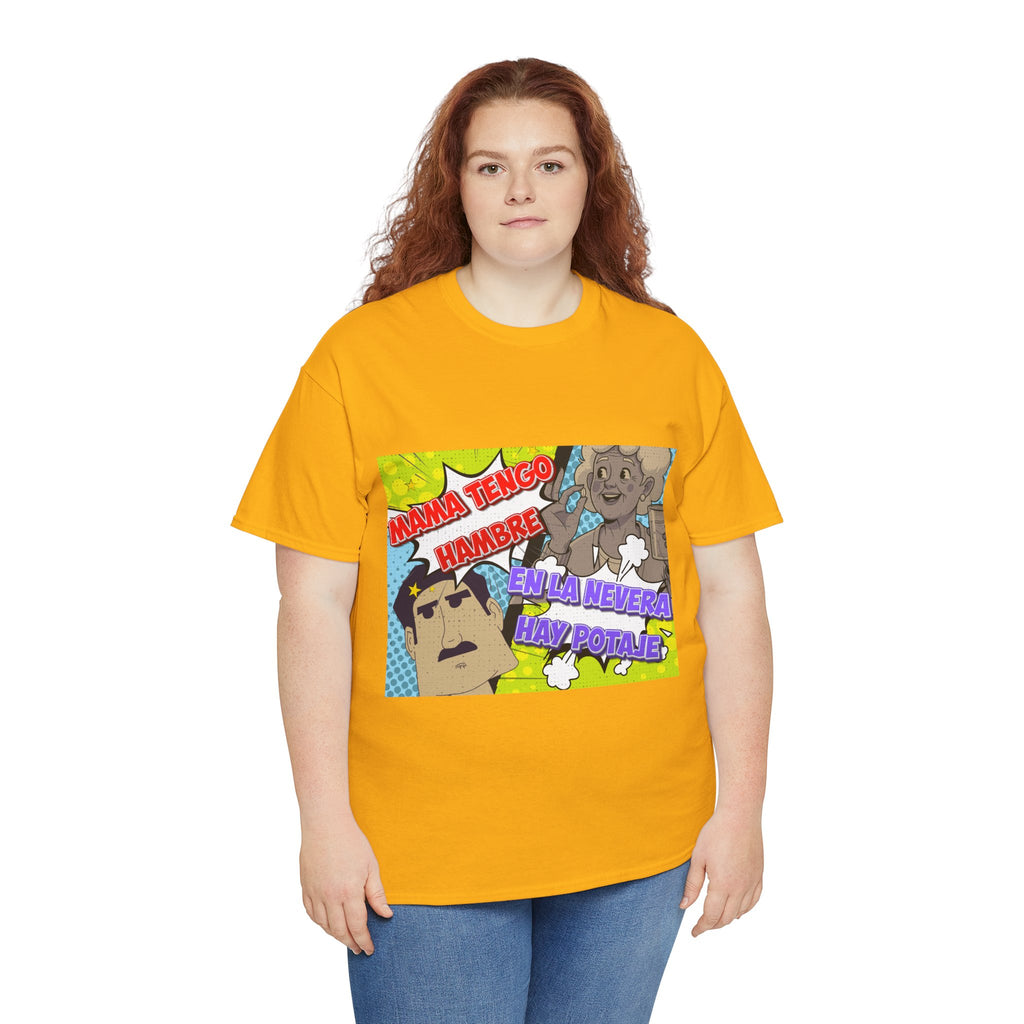 Pop Art Spanish Meme T-Shirt — "Mamá tengo hambre" Comic Tee