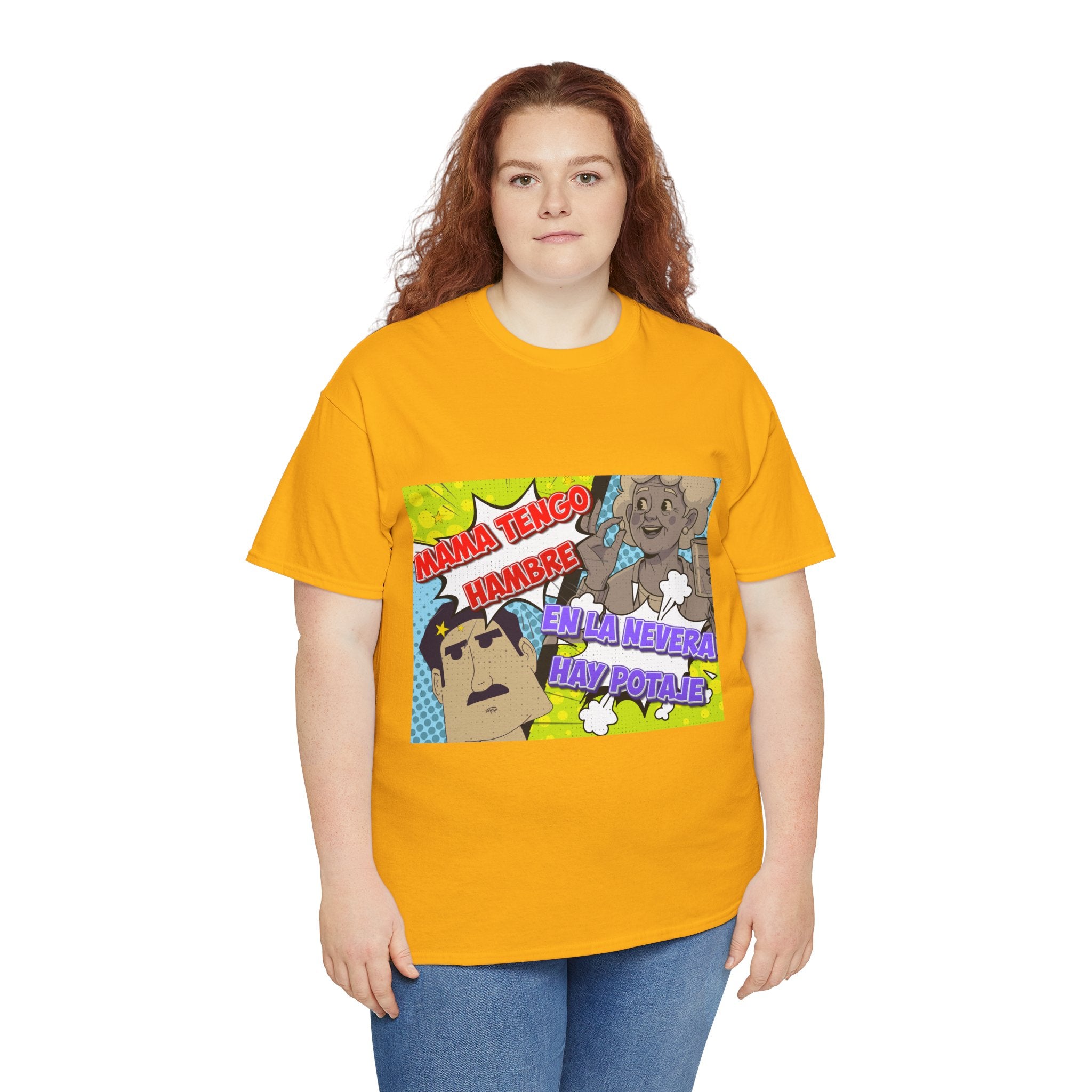 Pop Art Spanish Meme T-Shirt — "Mamá tengo hambre" Comic Tee