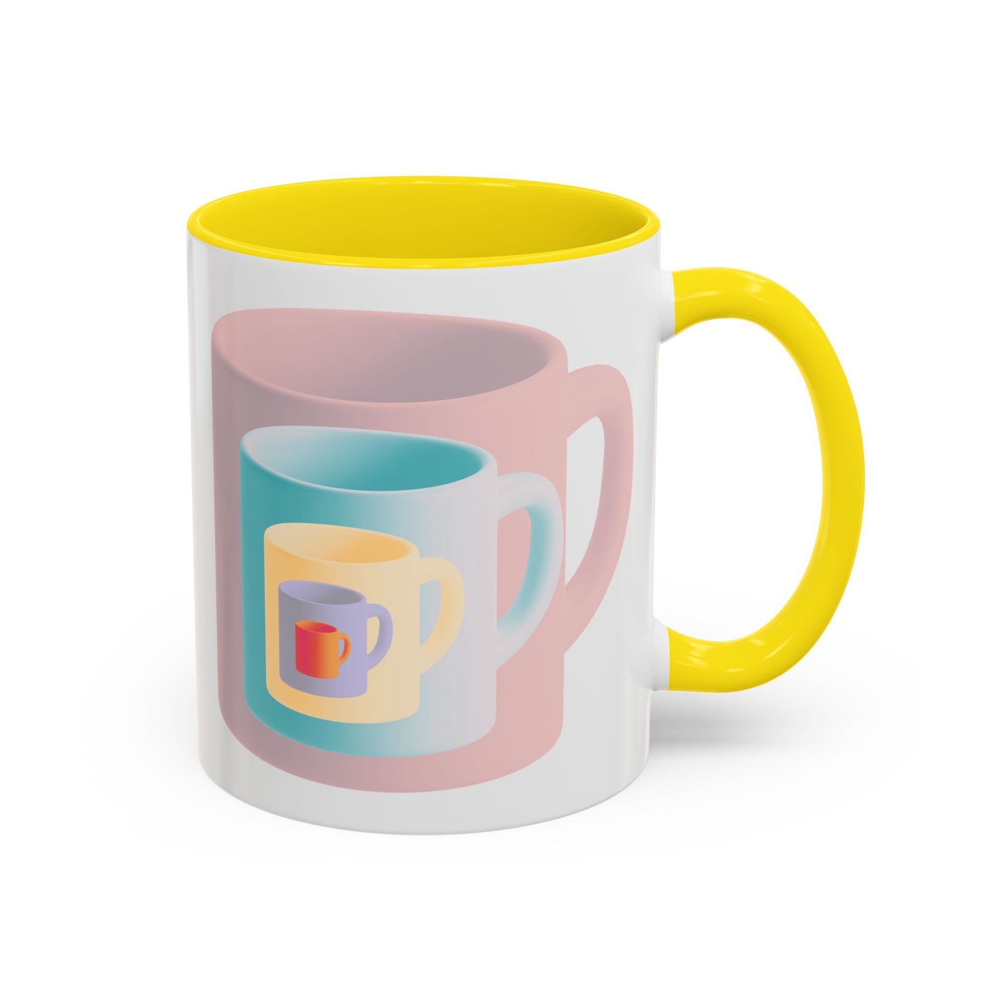 Nested Mugs Coffee Mug — Colorful Retro Stacked Cup Design (11/15oz)