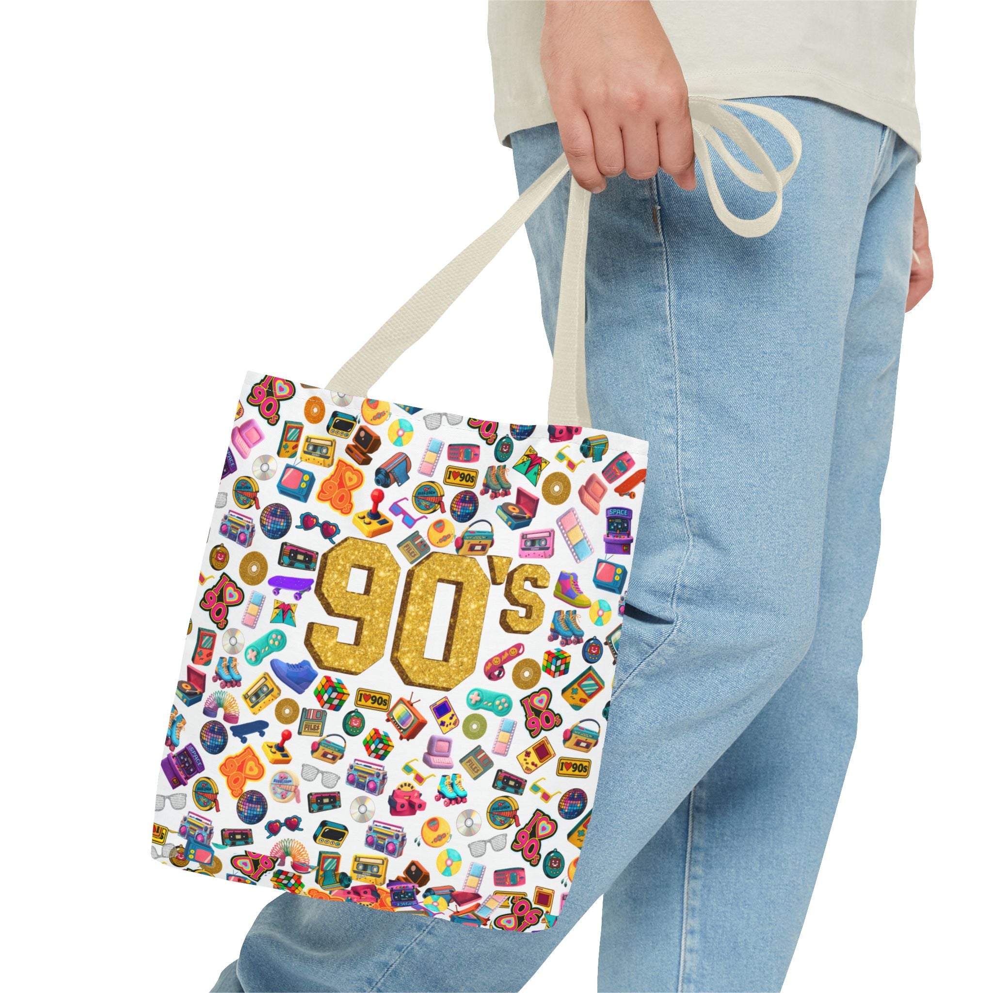 90s Retro Icons Tote Bag — Vintage Pop Culture AOP Tote (Copia)