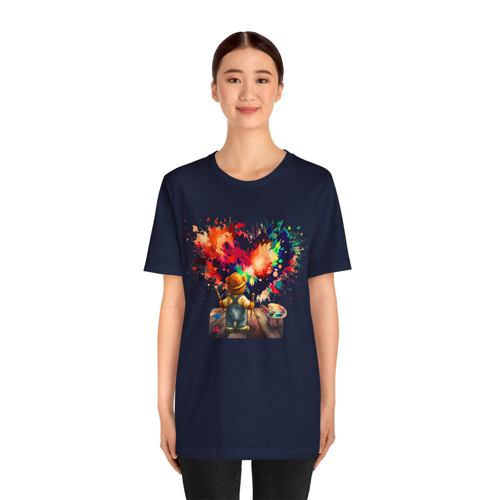 Painter Kid Heart Splash T‑Shirt — Colorful Artistic Kids Tee