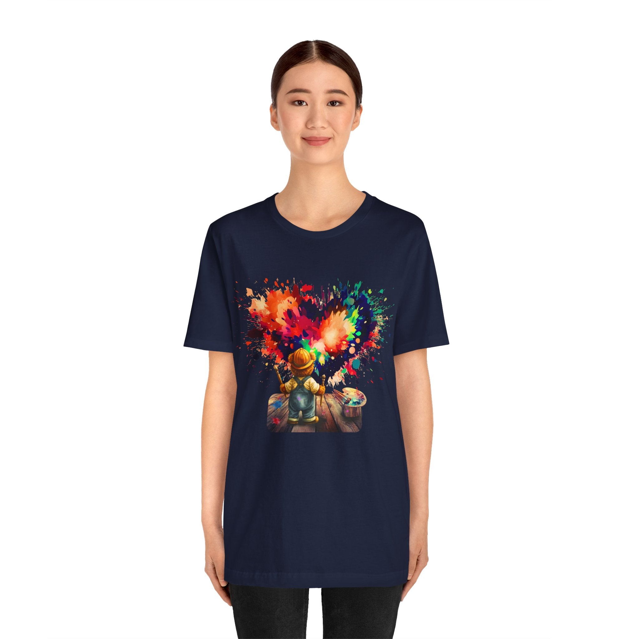 Painter Kid Heart Splash T‑Shirt — Colorful Artistic Kids Tee
