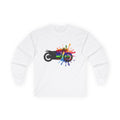 Long Sleeve Tee — 'The Power of Colours' Rainbow Motorcycle Graphic